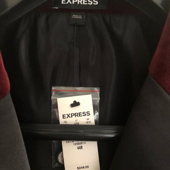 Express mens blazer velvet burgundy 44R - Picture 3 of 4